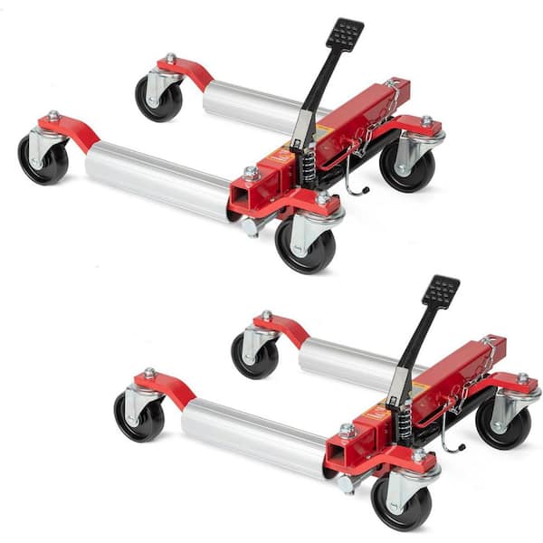 1500 lbs. Capacity Hydraulic Car Wheel Dolly in Red 2-Pack