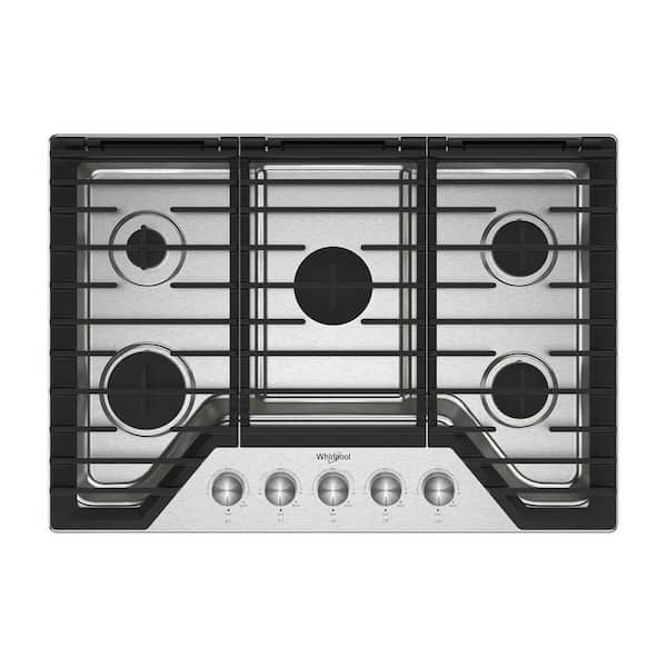 30 in. 5-Burners Recessed Gas Cooktop in Stainless Steel with EZ-2-Lift Hinged Cast-Iron Grates