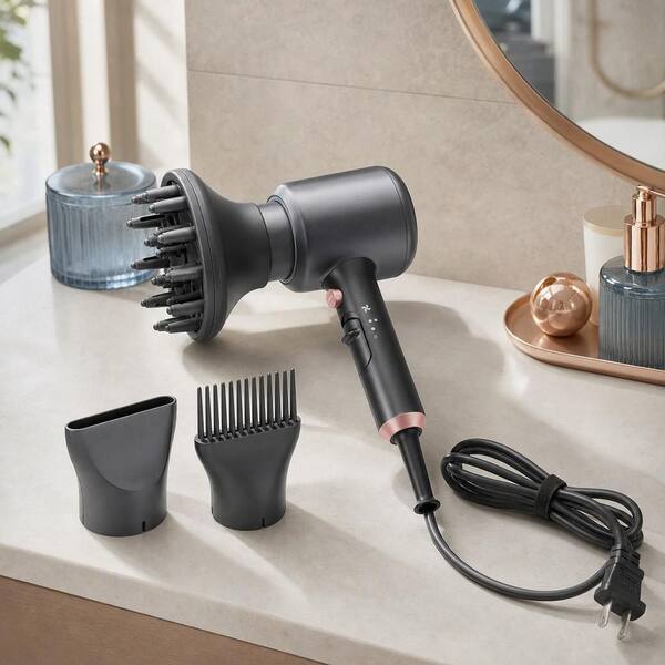 Wudkey 1875-Watt Fast Drying Blown Away Ionic Hair Dryer in Gray