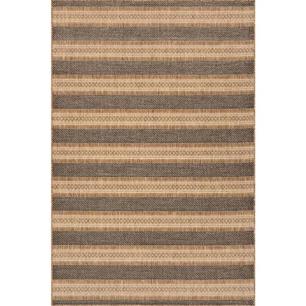Riselia Abstract Black 4 ft. x 6 ft. Outdoor Area Rug