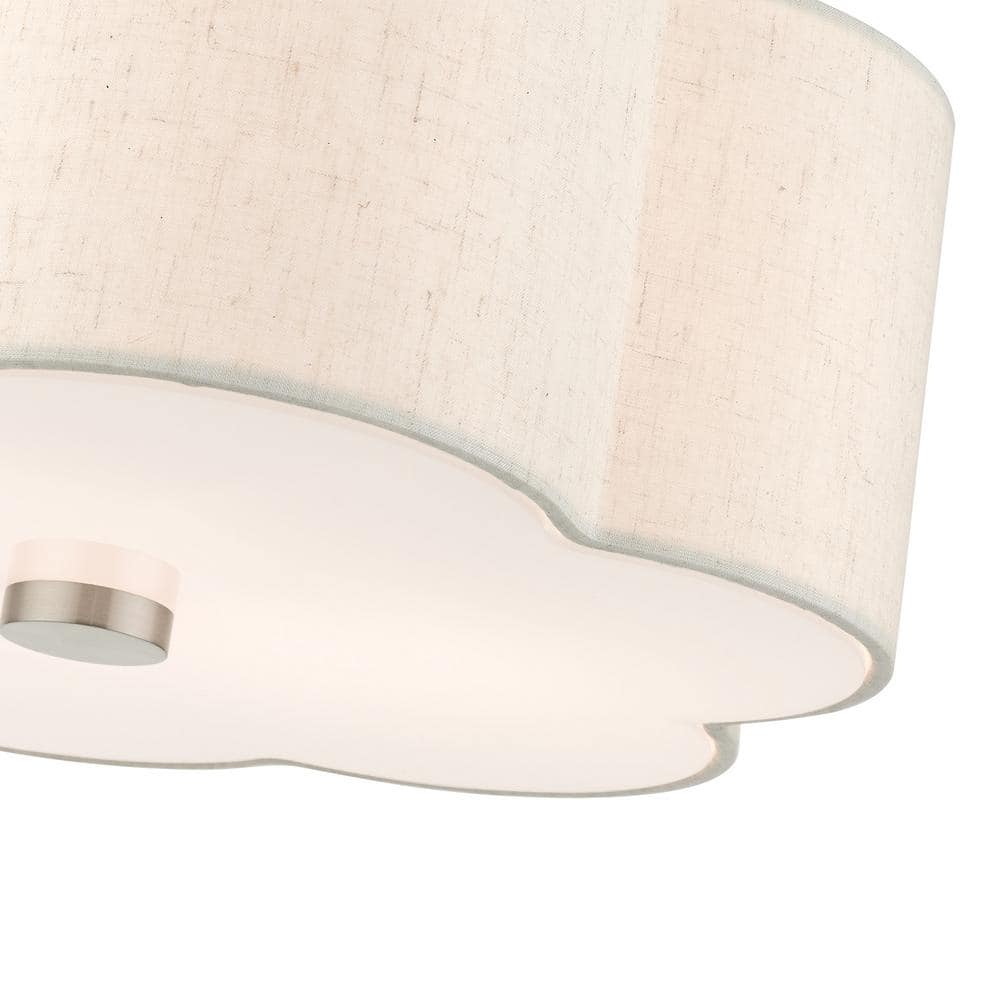 Solstice Brushed Nickel 3-Light LED Indoor/Outdoor Drum Flush Mount