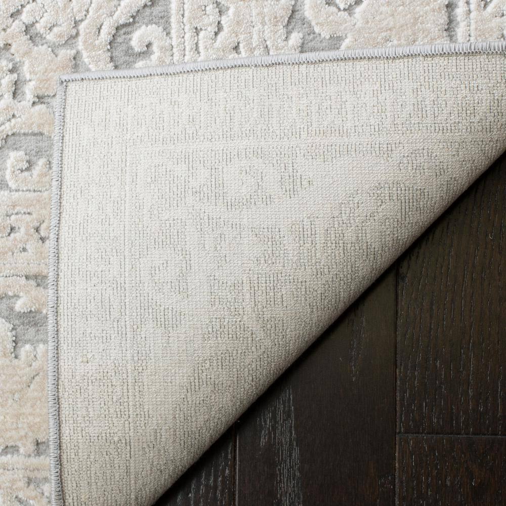 Light Grey and Cream Floral Square Synthetic Area Rug