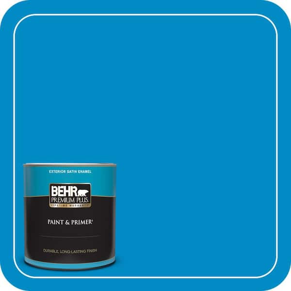 BEHR PREMIUM PLUS 1 qt. #MQ4-57 Celebration Blue Satin Enamel Exterior Paint & Primer