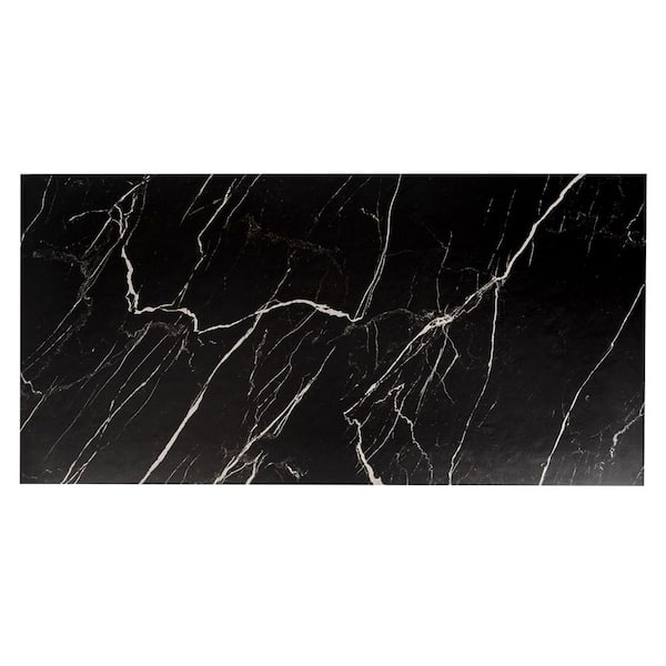 Regalia 4 x 5 in. Nero Black Matte Porcelain Marble-look Vein Large Tile Sample