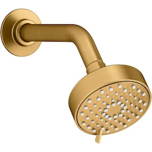 Awaken 3-Spray Patterns with 1.7 GPM 3.56 in. Wall Mount Fixed Shower Head in Vibrant Brushed Moderne Brass