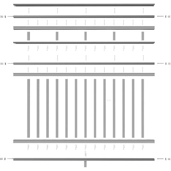 Providence 72 in. x 42 in. PVC 3-Line Level Rail Kit with Reinforcements