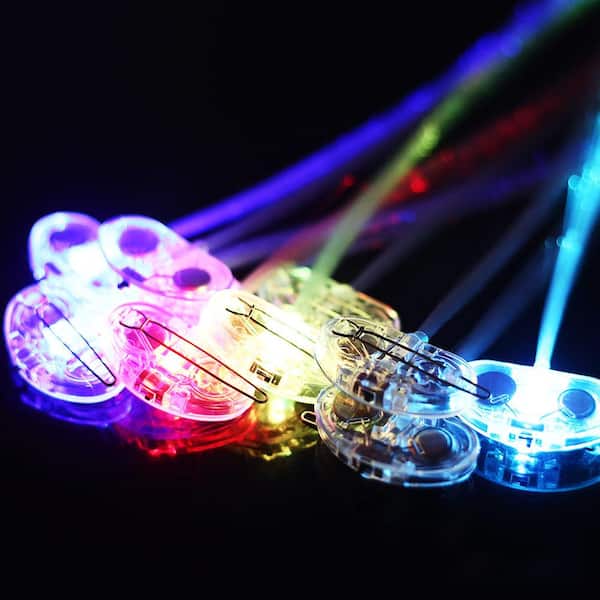 Novelty Place Party Stars Alternating Multi-Colors LED Light-Up Optic Fiber  Hair Extension with Barrette Party Light Set (24-Pack) .24Pcs -  The Home Depot