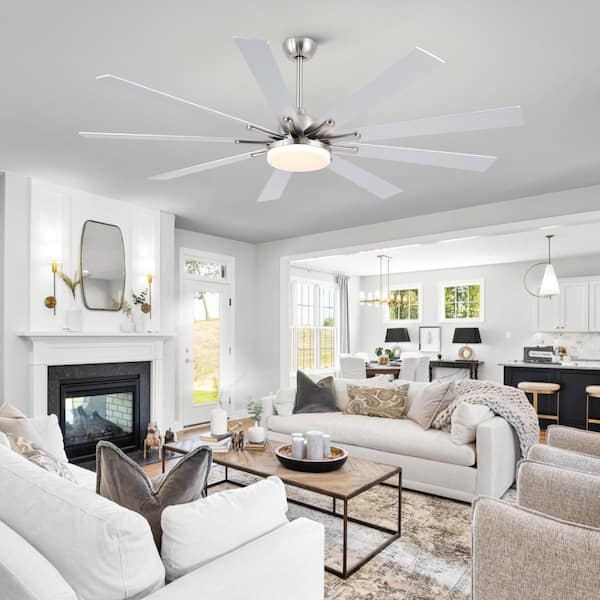 Sevenine Coastal 72 in. Smart Indoor Brushed Nickel Large Ceiling