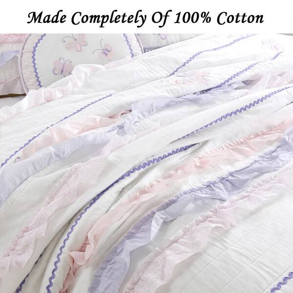Devers Ruffle Lace Cotton 100%Cotton Quilt Set Bedspread Coverlet 