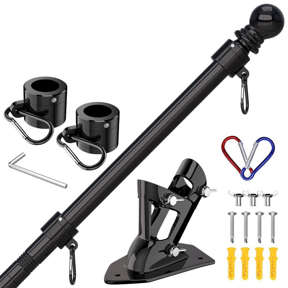 6 FT Stainless Steel Flag Poles for Outside House, Residential, Tangle Free Flag Pole Kit (Without Flag, Black) price history on PriceWatchPro