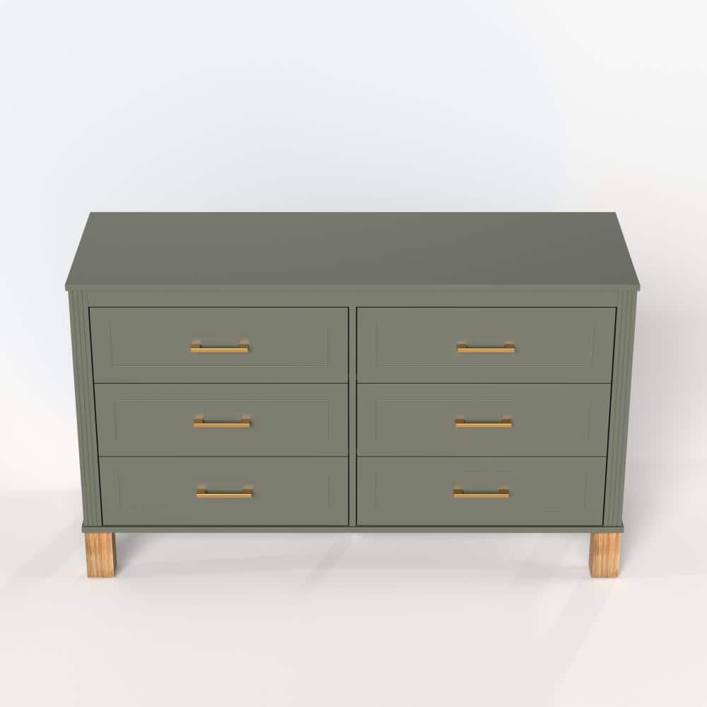 47.24 in. W x 17.72 in. D x 29.92 in. H Green Linen Cabinet with 6-Drawer