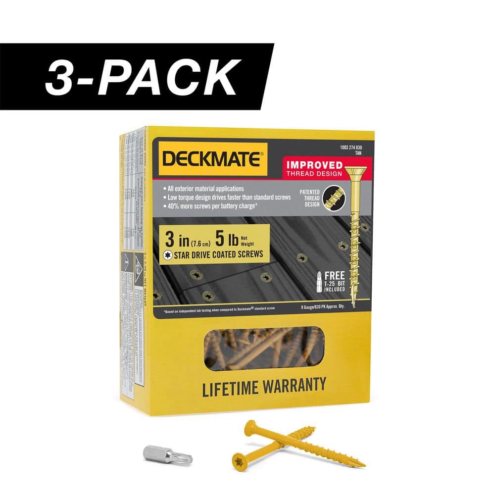 3-Pack #9 x 3 in. Tan Star Drive Flat-Head Wood Deck Screw (15 lb / 1,095-Piece) price history on PriceWatchPro