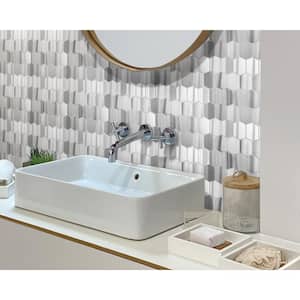 Zebra Cloud Gray 12.2 in. x 13.2 in. Polished Marble Floor and Wall Mosaic Tile (5.59 sq. ft./Case) (5-Pack)