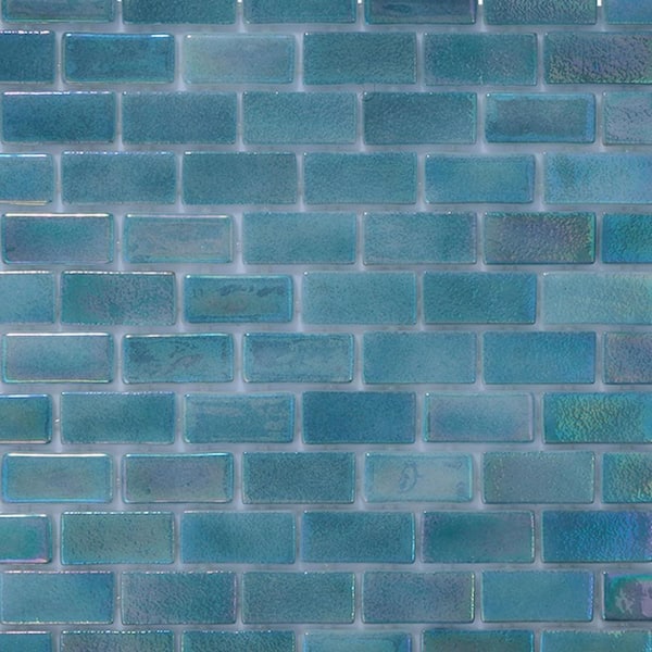 The Tile Doctor Glass Tile Love Enduring Love 22.5 in. x 13.25 in. Teal Mix Subway Glossy Glass Mosaic Tile (9.68 sq. ft./case)