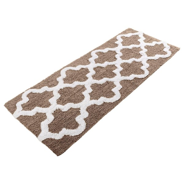 Lavish Home Trellis Taupe 24 in. x 60 in. Bathroom Mat