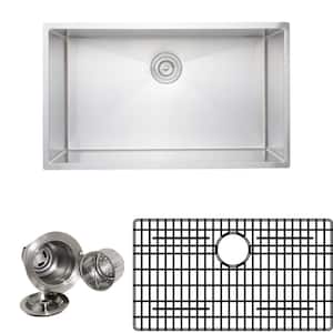 The chefs Series Undermount Stainless Steel 32 in. Handmade Single Bowl Kitchen Sink Package
