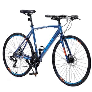 28 in. Light Blue Hybrid Bike Disc Brake 700C Road Bike For Men Women's City Bicycle