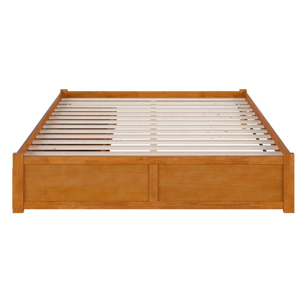 Light Toffee King Wood Platform Bed with Storage Drawers