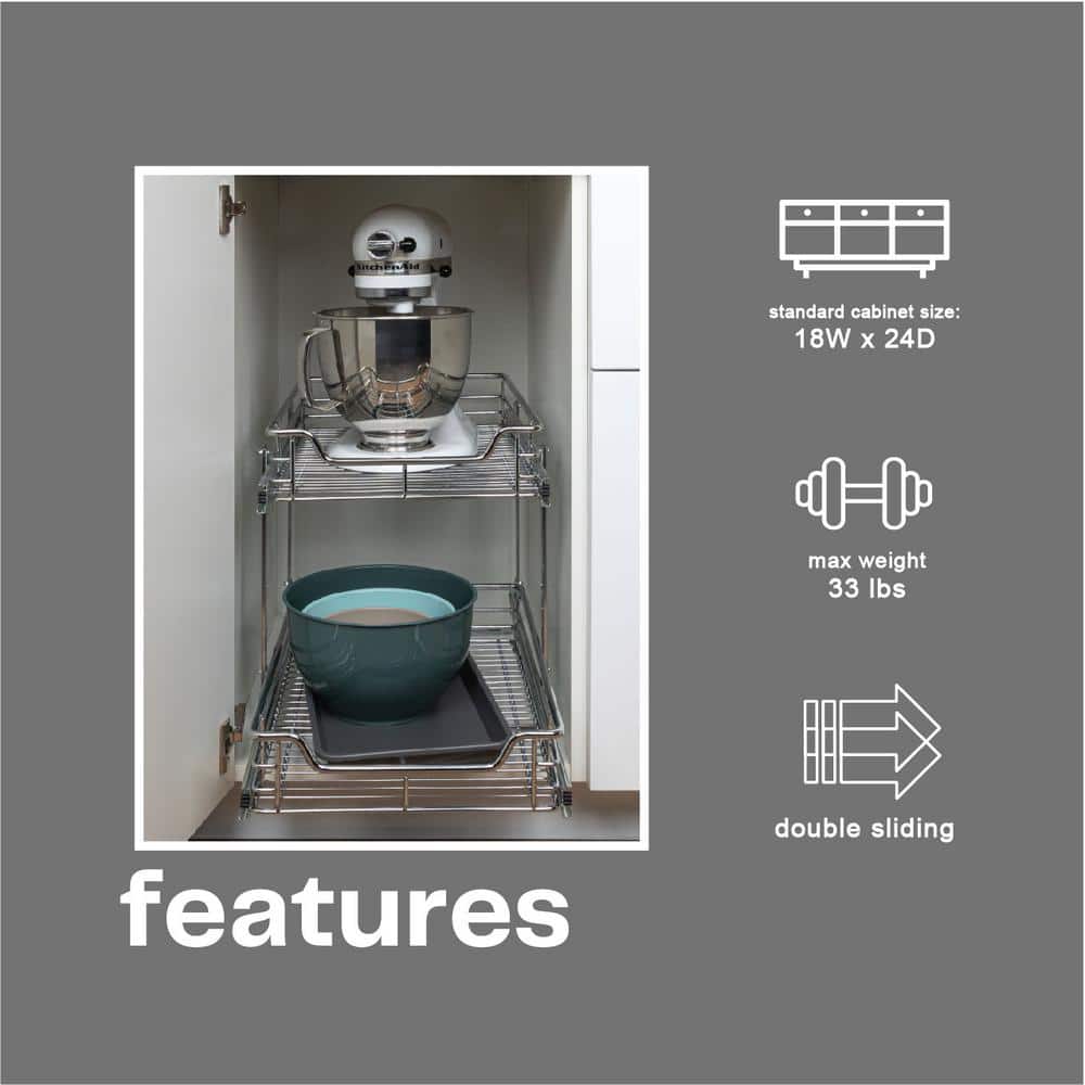 Chrome Dual-Tier Pull-Out Cabinet Organizer