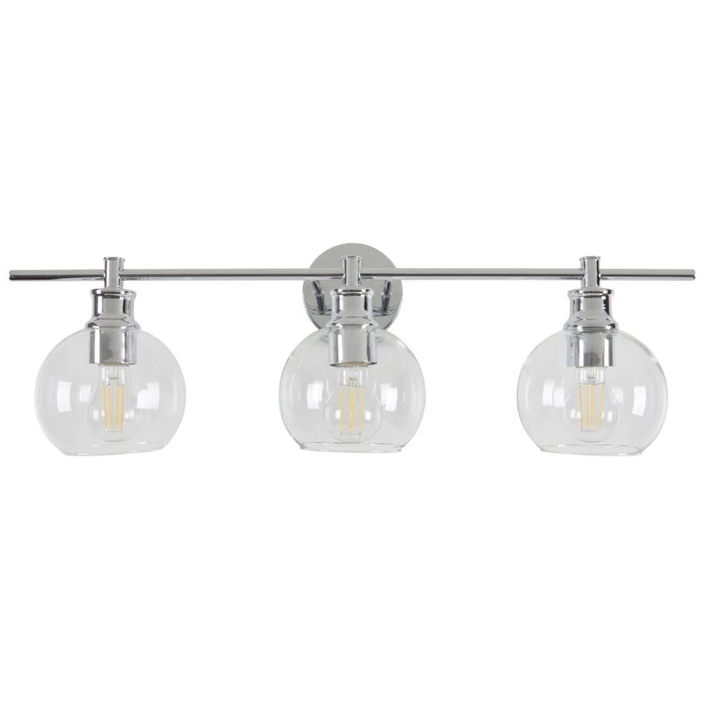 STANFORD LIGHTING Pavia 28 in. 3-Light Chrome Vanity Light with Clear Glass