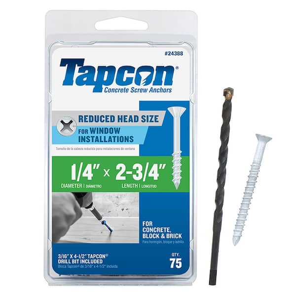 Tapcon 1/4 in. x 2-3/4 in. White UltraShield Phillips Flat-Head Concrete Anchors (75-Pack)