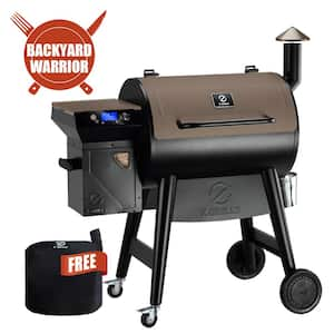 694 sq. in. Wood Pellet Grill and Smoker PID 2.0, Brown with Rain Cover