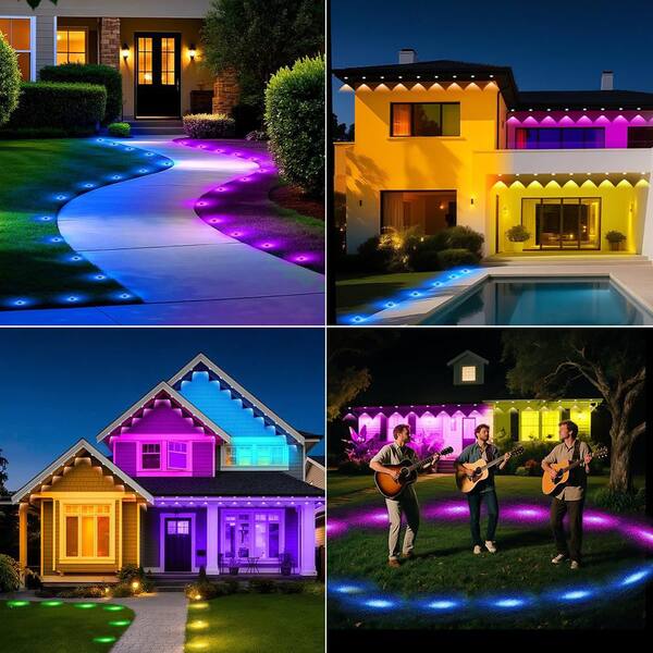 100 ft. Black RGB Wired LED Outdoor Pathway Lights with IP67