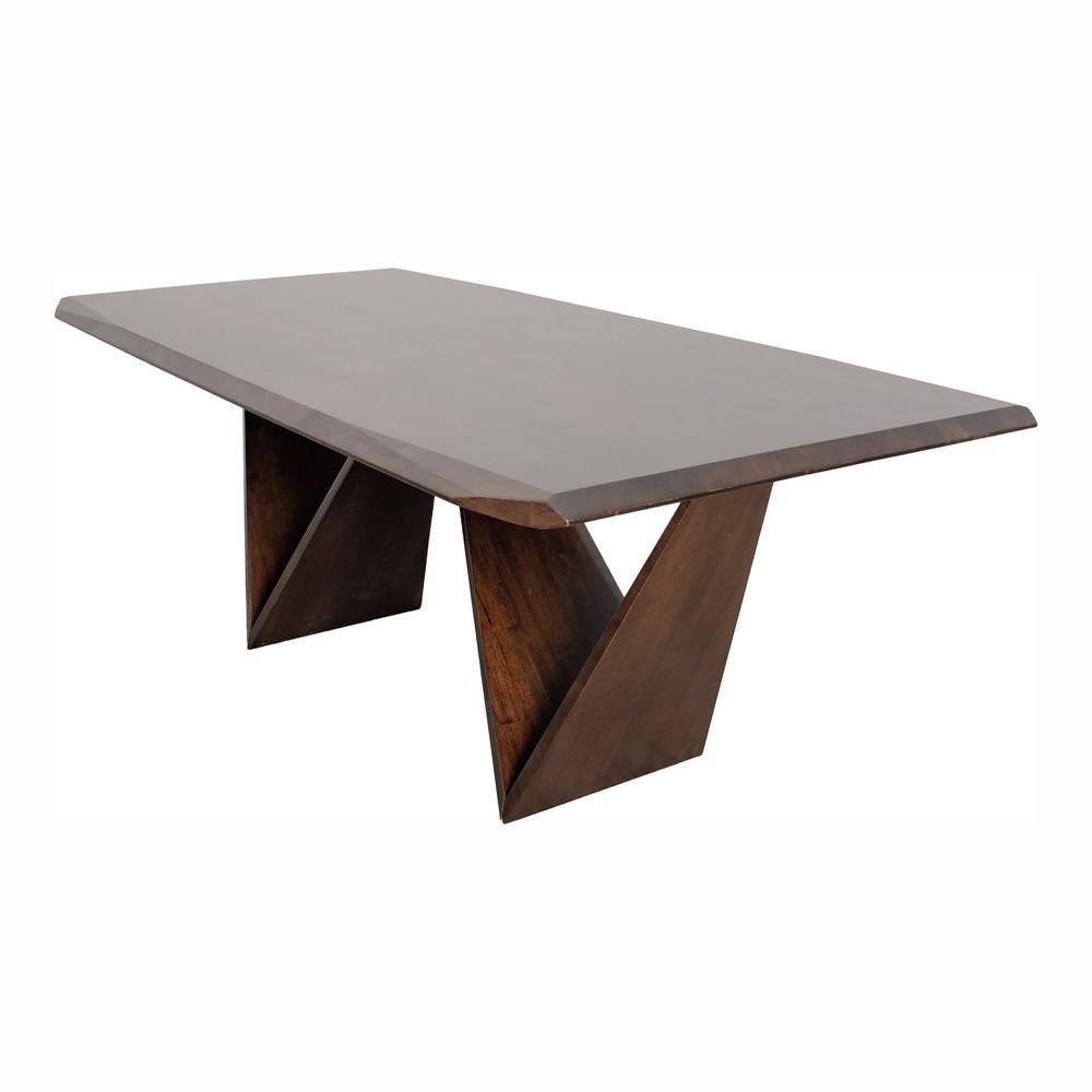 Orephen Rich Walnut Wood 82.5 in. Double Pedestal Base Rectangle Dining Table (Seats 6)