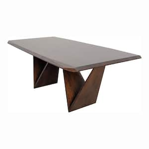 Shelun III Rich Walnut Wood 82.5 in. Double Pedestal Base Rectangle Dining Table (Seats-6)