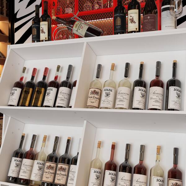 FUFU&GAGA 72-Bottle White Mdf Wine Cabinet