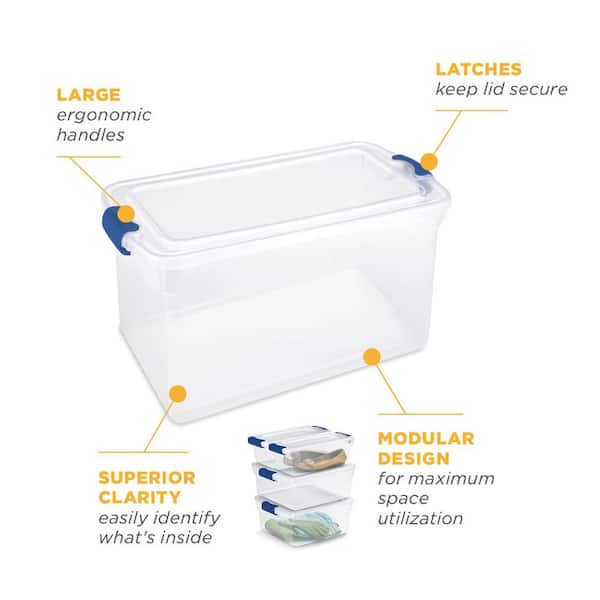 Homz 66 Qt Multipurpose Stackable Storage Bin with Latching Lids, Clear (2  Pack), 1 Piece - Fred Meyer