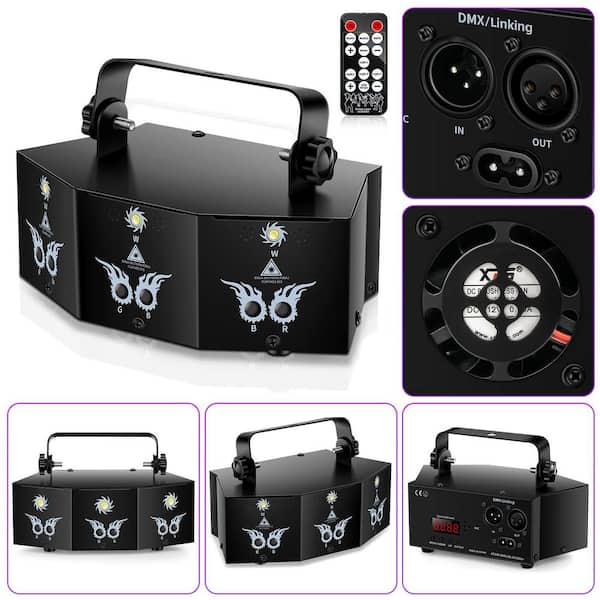 RGB LED Party Lights 9 Lens DJ Disco Ball Stage Lighting with Sound Activated and Remote Control