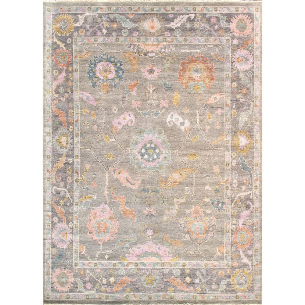 Oushak Silver/Grey 8 ft. x 10 ft. Floral Wool Area Rug price history on PriceWatchPro