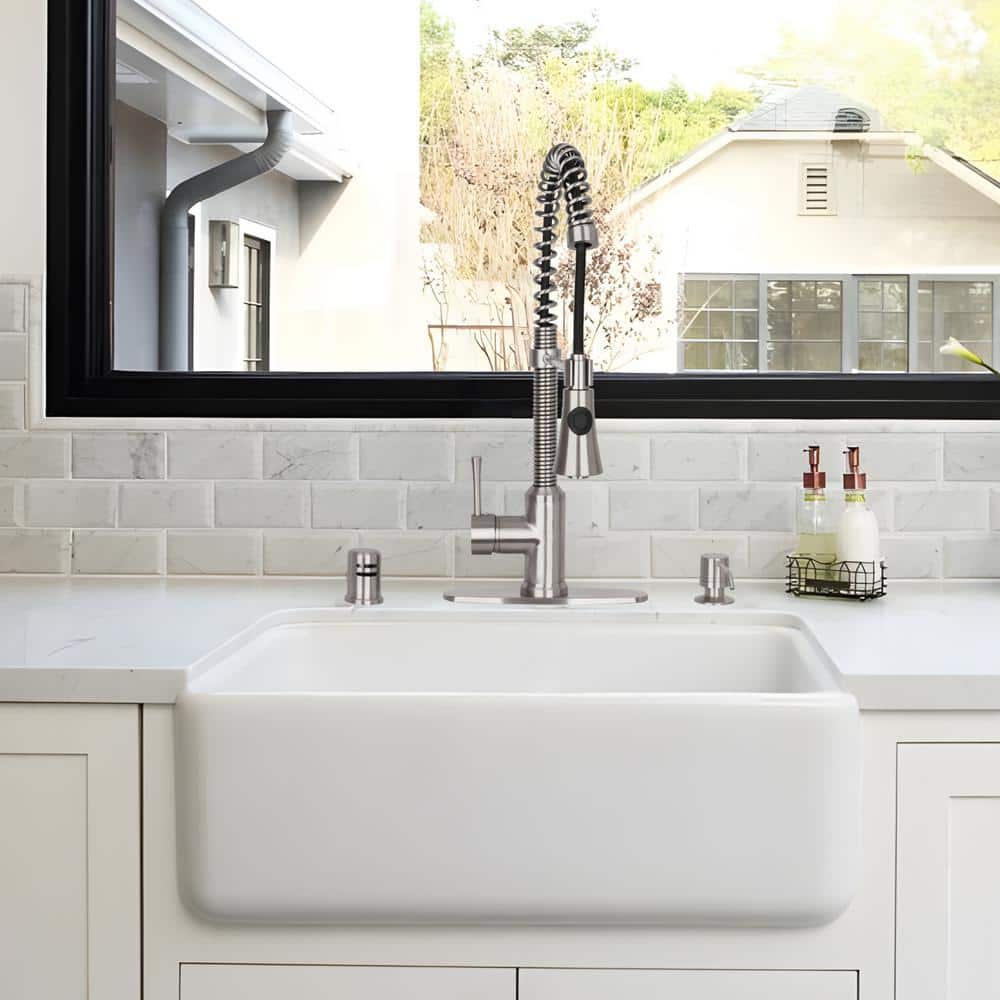 Brushed Nickel Compact Brass Kitchen Soap Dispenser
