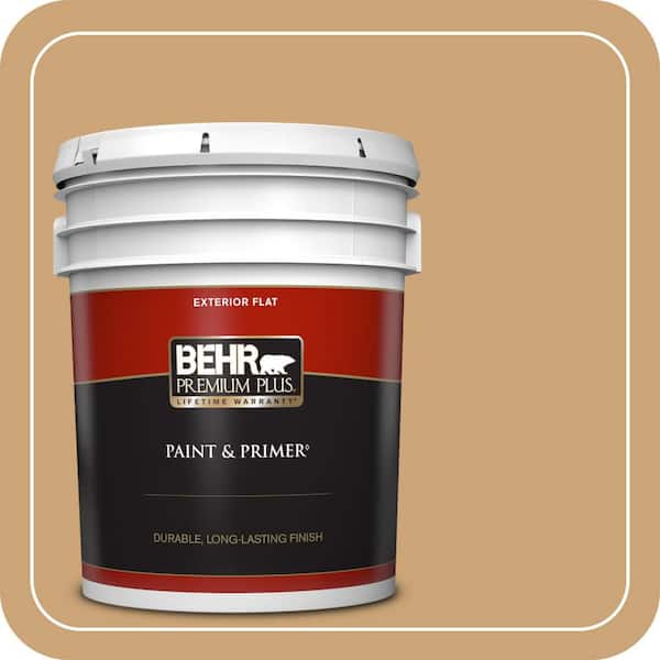 BEHR PREMIUM PLUS 5 gal. #BIC-30 Corkboard color Flat Exterior Paint & Primer