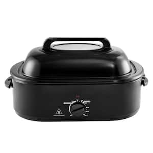 Electric Roaster Oven 24 qt. Turkey Roaster Oven Slow Cookers 1450-Watt with Defrost Warm Function Adjustable Temp Black