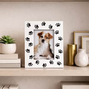 4 in. x 6 in. Black Resin Rectangle Paw Prints Photo Frame