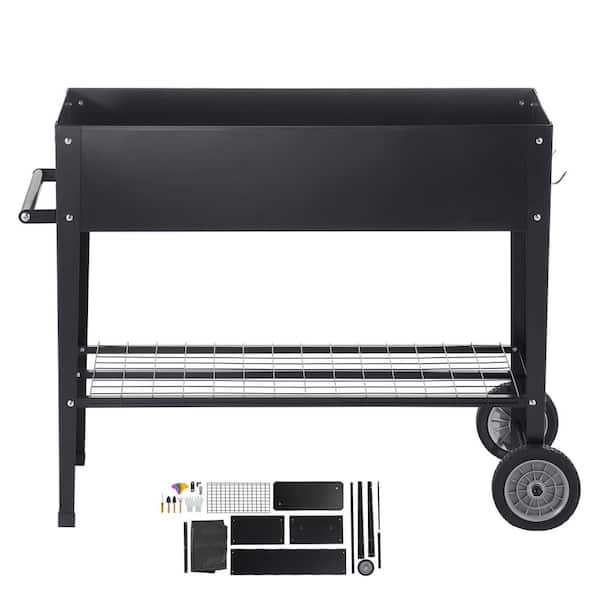 42.5 in. x 19.5 in. x 31.5 in. Black Steel Raised Garden Bed Elevated Outdoor Planting Boxes with Legs