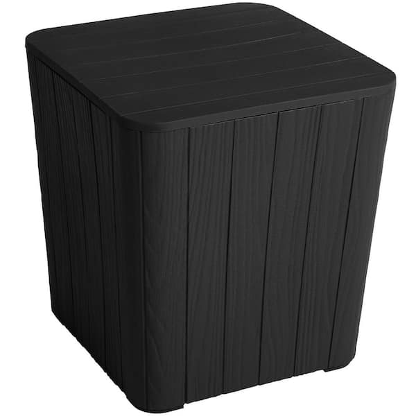 DEXTRUS 11.5 Gal. Outdoor Deck Box, Resin Rattan Coffee Table with Extra Storage, Black