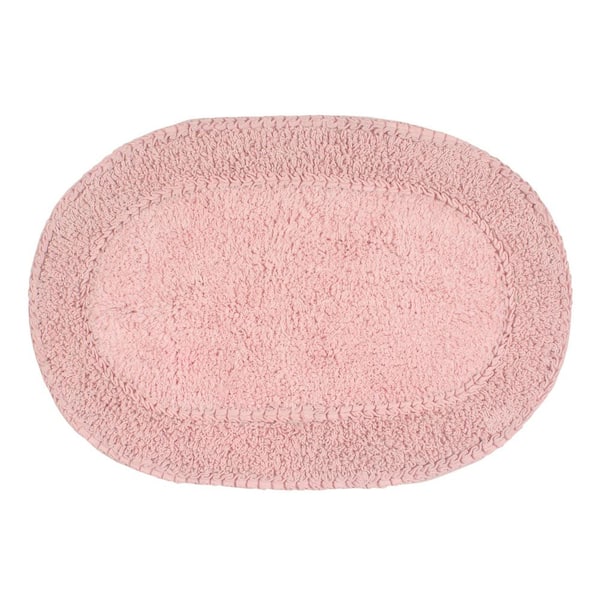 Double Ruffle Collection 100% Cotton Bath Rugs Set, 17x24 Rectangle, Pink