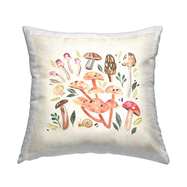 Soft Mushroom Pattern Outdoor Printed Throw Pillow by Annie Warren