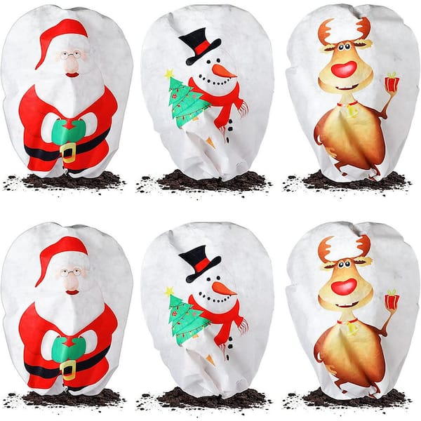 Unbranded Christmas Winter Plant Thickening Freeze Cover Non Woven With Drawstring For Tree Plants, 22.64 x 43.31" (6 Pieces)