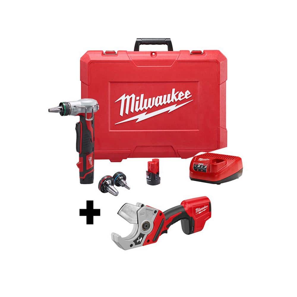 Milwaukee M12 12V Lithium-Ion Cordless ProPEX Expansion Tool Kit W/ M12 PVC  Pipe Shear 2432-22-2470-20 The Home Depot