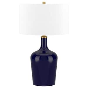 Sebago 25 in. Navy Blue Table Lamp with Fabric Shade