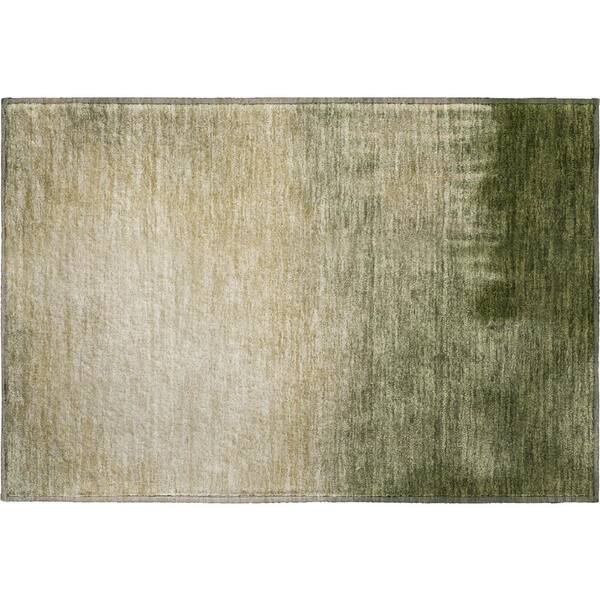 Mayfield Premium Machine Washable Abstract AMF2420 Olive 2 ft. x 3 ft. Accent Rug
