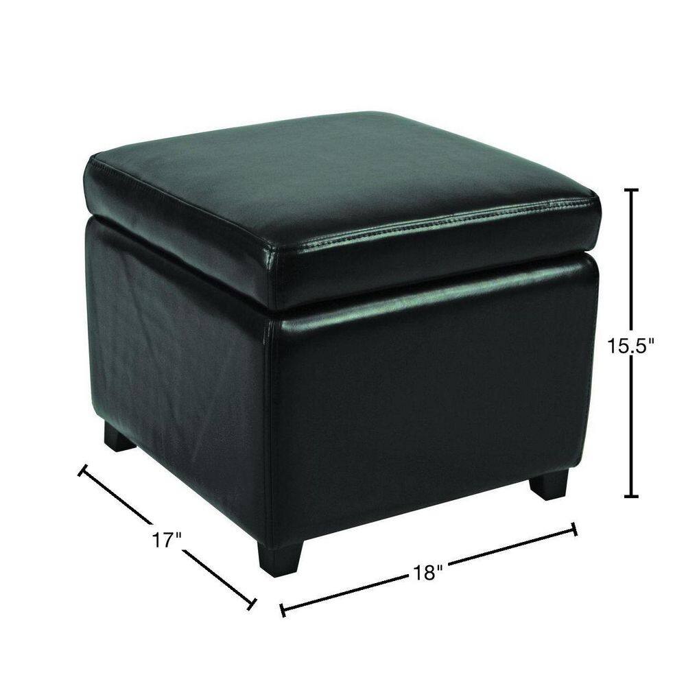 Jonathan Black Faux Leather Flip Top Storage Ottoman