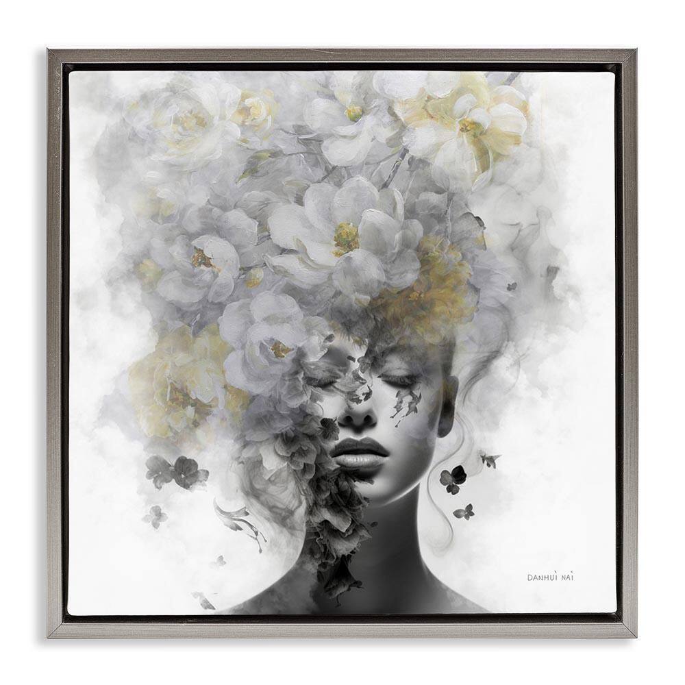 Hidden Spring Visage by Danhui Nai Gray Floater Frame People Graphic Art Print 18 in. x 18 in. price history on PriceWatchPro