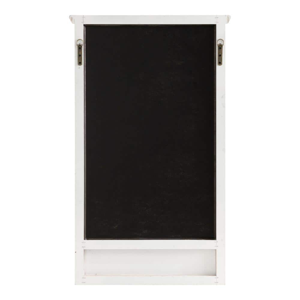 Coastal White Arched Wall Mirror with Vintage Shelf, 21x36