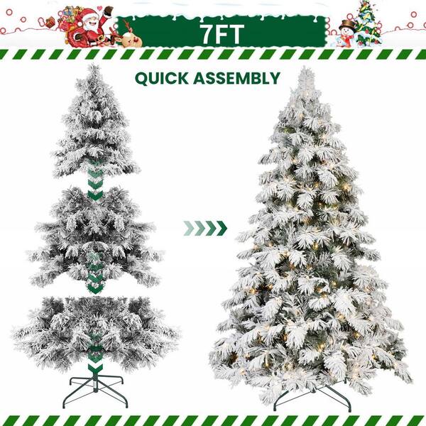 7 ft. Pre-Lit Flocked Hinged Scarecrow-Shaped Artificial Christmas