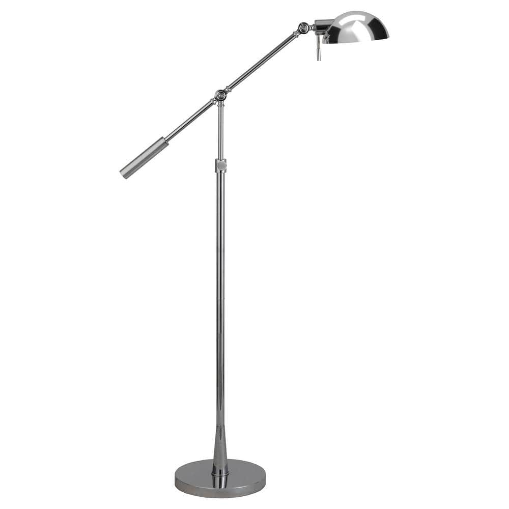 Polished Nickel Adjustable Floor Lamp with Dome Shade